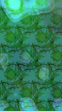 Raster illüstrasyonu. Yeşil renkli çiçekler. Çizim çiçek deseni duvar kağıdı için kullanılabilir.