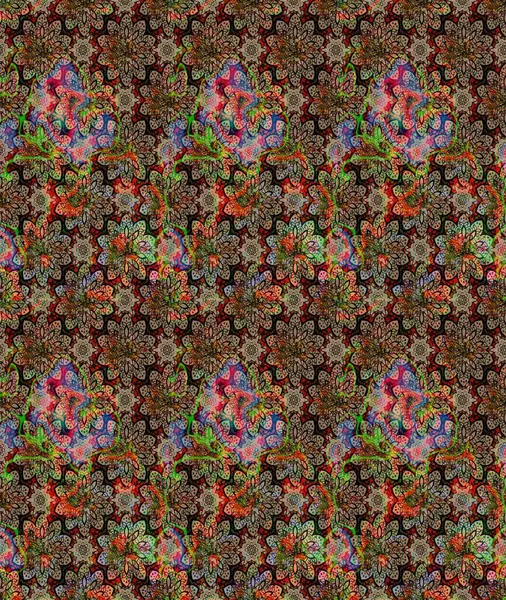 Raster çiçek desenli çiçek deseni, yapraklar, dekoratif elementler, sıçrama, lekeler, el çizimi kontur çizgileri ve Doodle çizim stili, grafik raster çizim çizimi.