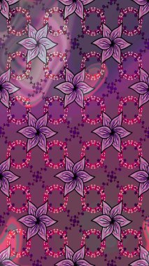 Raster illüstrasyonu. 3D çiçekler, eskiz. Mor renklerde.