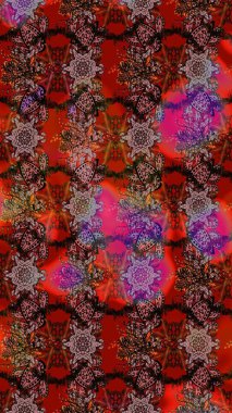 Güzel kumaş deseni. Düz Çiçek Elementleri Tasarımı. Raster Illustrasyon 'daki Çiçek Deseni' nin son moda çizimi. Renkli Yaz Teması çizim şablonu.