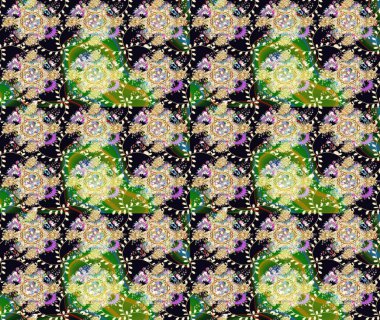 Kumaş desenli papatya çiçeği detayı. Siyah renkte çiçekler.