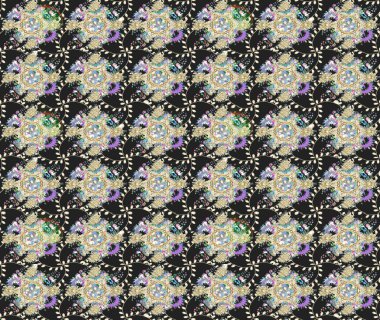 Raster illüstrasyonu. Robot resim. Gri renkli çiçekler. Şirin çiçek elementleri..