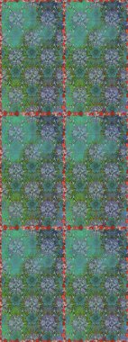 Raster illüstrasyonu. Yeşil renklere karalamalar çizen kusursuz çiçek deseni.