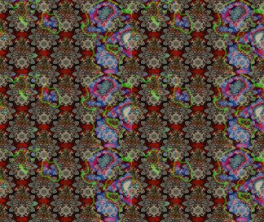 Vadinin gri renkli çiçekleri. Çiçekler. Soyut etnik raster çizim kalıbı.