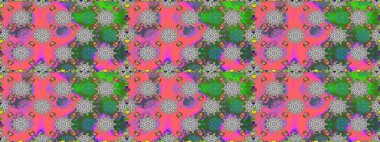 Pembe renkli çiçekler. Kumaş desenli papatya çiçekleri ayrıntıları.