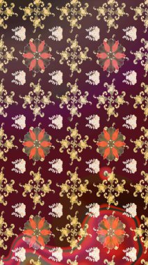 Çiçekli çiçek deseni, suluboya. Süslü kumaş deseni. Raster deseni.