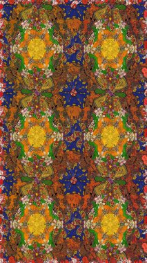 Suluboya çiçekli çiçek deseni. Kahverengi renkli güzel bir tekstil. Raster illüstrasyonu.