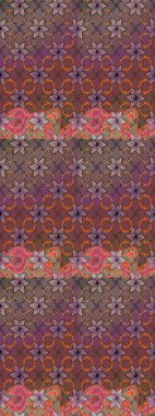 Parlak renkli çiçekleri ve kahverengi ve mor renkli yaprakları olan harika bir çiçek deseni. Halk tarzı. Modern çiçek arkaplanı. Moda baskıları için zarif bir şablon.