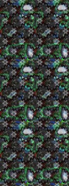 Tekstil için suluboya eskiz deseni. Şirin çiçekli, desenli, gri renkli bir eskiz deseni. El çizimi çiçek çizimi deseni (fayans)).