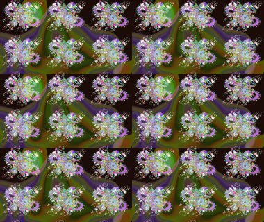 Çizim çiçek deseni duvar kâğıdı olarak kullanılabilir. Raster illüstrasyonu. Yeşil renkte çiçekler.