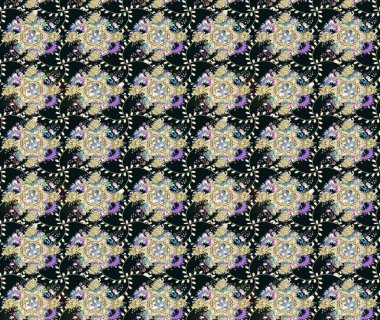 Düz Çiçek Elementleri Tasarımı. Eskiz klasiği. Raster Şirin kumaş deseni. Renkli Bahar Teması çizim şablonu.