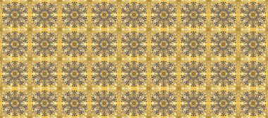 Geleneksel raster ve altın desen. Klasik oryantal desen sarı, bej ve kahverengi renklerden önce gelir. Damask pürüzsüz süsü.