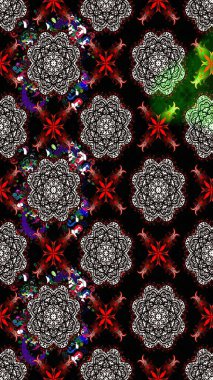 3D çiçekler, eskiz. Raster illüstrasyonu. Siyah renklerde.