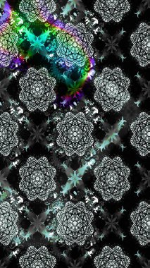 Siyah çiçekli eskiz deseni, suluboya çiçek deseni, sevimli çiçek, duvar kağıdı, kart ya da kumaş için fayanslı. Raster - stok.