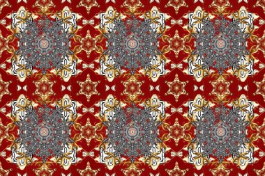 Lüks, kraliyet ve Viktorya dönemi konsepti. Süslü raster dekorasyonu. Altın element kırmızı, gri ve kahverengi renklerde. Kırmızı, gri ve kahverengi yerine altın rengi klasik barok çiçekli desenler..