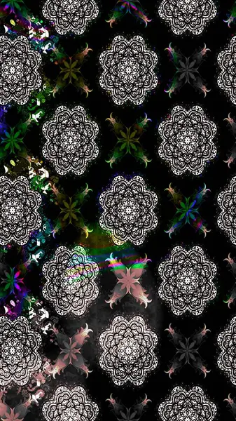 Soyut çiçek çizim kalıbı arka planı. Raster deseni. Raster illüstrasyonu. Siyah renklerde. Küçük çiçekte sevimli çiçek deseni var..