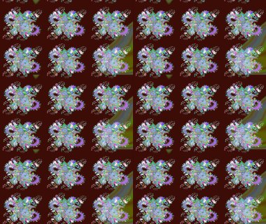 Çiçek desenli eskiz. Gömlek baskısı için çiçek boyası. Kahverengi renkte çiçekler.