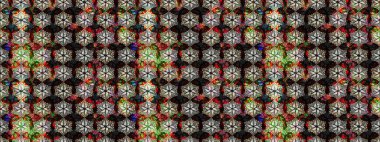 Yumuşak, bahar çiçekleri siyah renklerde. Raster illüstrasyonu. Yaprak ve çiçeklerin suluboya resimleri, siyah renklerdeki çizimler..