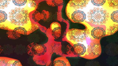 Çiçeksel çizim kalıbının yansıması. Vadinin çiçekleri kahverengi renklerde.