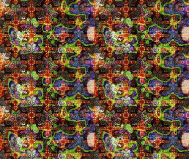 Güzel kumaş deseni. Kahverengi renklerde. Raster illüstrasyonu. Raster illüstrasyonunda çiçek deseni çizimi.