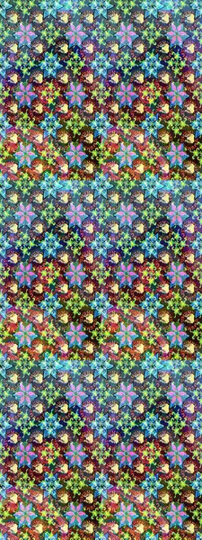 Raster illüstrasyonu. Şirin çiçekli eskiz deseni ve mavi ve yeşil renkli yapraklar, suluboya çiçek deseni, duvar kağıdı, kart veya kumaş için fayanslı.