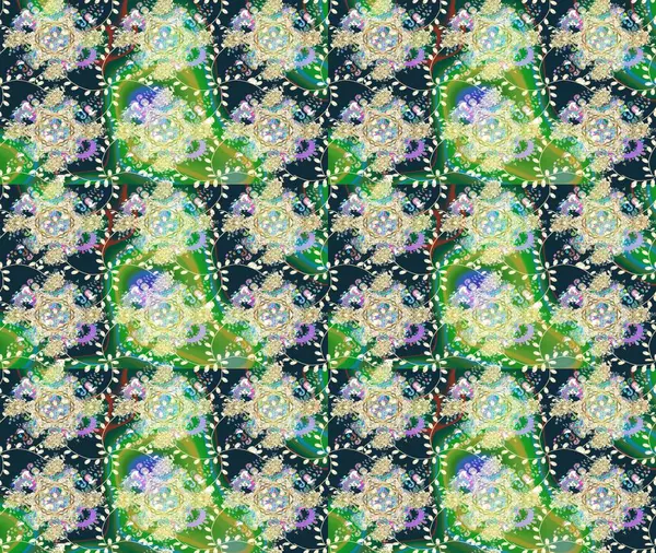 Renkli çizim kalıbı. Çiçek duvar kâğıdı. Raster illüstrasyonu. Çiçek arkaplan. Mavi renkte şirin tekstil.