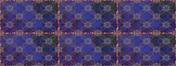 Mor ve mavi renklerde etnik çiçeklerle kusursuz bir desen. Asya Tekstil 'inde Raster Çiçek İllüstrasyonu.