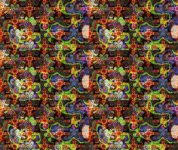 Güzel kumaş deseni. Kahverengi renklerde. Raster illüstrasyonu. Raster illüstrasyonunda çiçek deseni çizimi.