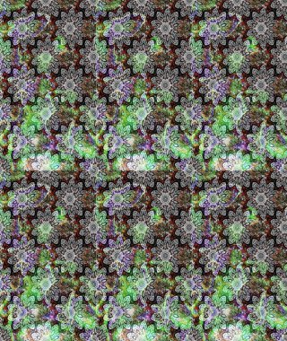 Raster deseni. Bahar çiçekleri dallı desen, gri renkler çiçekli siluet.