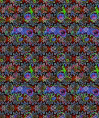 Çiçek ve yapraklı karalama şeklinde Raster çiçek deseni. Raster illüstrasyonu. Tarafsız renklerde bahar çiçekleri..