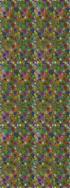 Renkli Bahar Temalı Kusursuz Arkaplan. Düz Çiçek Elementleri Tasarımı. Raster illüstrasyonunda kusursuz çiçek deseni. Yeşil renkte çiçekler.