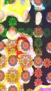 Raster illüstrasyonu. Eskiz tarzı kahverengi renklerde. Şirin karalamalı çiçek desenli çizim. El yapımı çiçek ve bitki koleksiyonu. Raster illüstrasyonu.