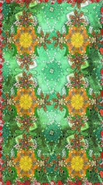 Çiçekli yumuşak bir eskiz şekli. Raster illüstrasyonu. Yumuşak, yeşil renkli bahar çiçekleri. Raster çiçekleri klasik tarzda resmedilir..