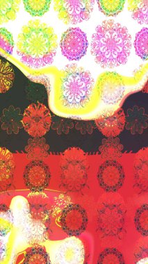 Renkli Yaz Temalı eskiz kalıbı. Güzel kumaş deseni. Raster Illustrasyon 'daki Çiçek Deseni' nin son moda çizimi. Düz Çiçek Elementleri Tasarımı.