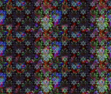 Renkli Bahar Teması eskiz kalıbı. Düz Çiçek Elementleri Tasarımı. Raster illüstrasyonundaki çiçek desenli çizim. Süslü kumaş deseni.