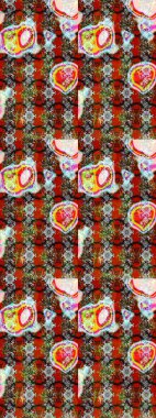 Çiçekli karalama şeklinde Raster çiçek deseni. Nazik, narin çiçek arkaplanı. Kırmızı renkte çiçekler.