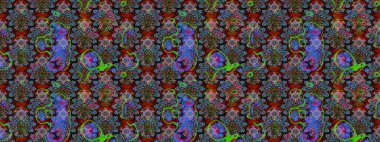 Çiçek ve yapraklı karalama şeklinde Raster çiçek deseni. Raster illüstrasyonu. Tarafsız renklerde bahar çiçekleri..