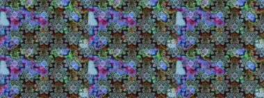 Renkli mavi çizim kalıbı. Elle çizilmiş sonbahar çiçeği deseni. Mavi renkli çiçekler. Tekstil ve kapak tasarımı için mükemmel. Doodle tarzı.