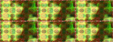 Raster deseni. Küçük çiçekteki sevimli çiçek deseni. Raster illüstrasyonu. Soyut çiçek desensiz arkaplan. Yeşil renklerde.