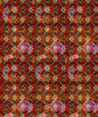 Şirin çiçekli eskiz deseni ve kahverengi renkli yapraklar, suluboya çiçek deseni, duvar kağıdı, kart veya kumaş için fayanslı. Raster illüstrasyonu.