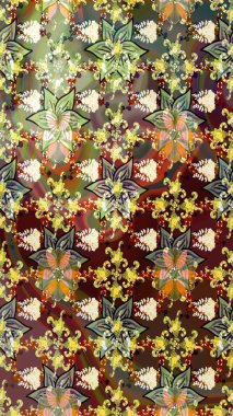 Raster düz çiçek çizim deseni. Kahverengi renkli çiçekler. Tasarım hediye paketi, tebrik kartları, posterler ve afiş tasarımı.