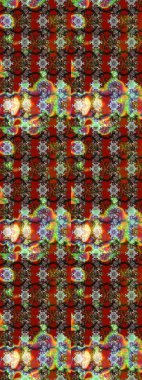 Çiçek desenli çizim. Raster illüstrasyonu. Asya tekstil tarzında. Kahverengi renkli çiçekler. Raster illüstrasyonu.