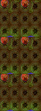 Düz Çiçek Elementleri Tasarımı. Raster Illustrasyon 'daki Çiçek Deseni' nin son moda çizimi. Kahverengi renkli çiçekler. Renkli Yaz Teması çizim şablonu.