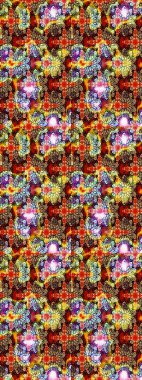 Raster Şirin kumaş deseni. Düz Çiçek Elementleri Tasarımı. Eskiz klasiği. Renkli Bahar Teması çizim şablonu.