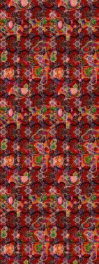 Nakış desenli çiçek deseni. Parmak izi, kumaş, duvar kâğıdı, tekstil için raster dokusu. Renkli grunge renkli çiçeklerle soyut arkaplanı zenginleştir.