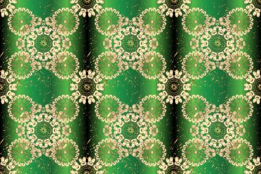 Sarı, mavi ve bej renklerde, kusursuz desenli sarı, soyut bir çiçek deseni. Süsleme.