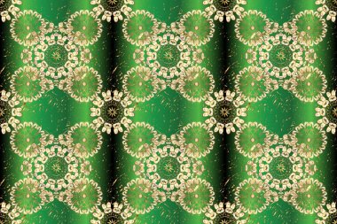 Sarı, mavi ve bej renklerde, kusursuz desenli sarı, soyut bir çiçek deseni. Süsleme.