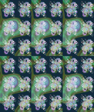 Raster. Düz Çiçek Elementleri Tasarımı. Renkli Bahar Teması çizim şablonu.