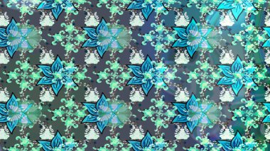 Yumuşak, mavi renkte bahar çiçekleri. Raster illüstrasyonu. Çiçek ve yapraklı karalama şeklinde Raster çiçek deseni.