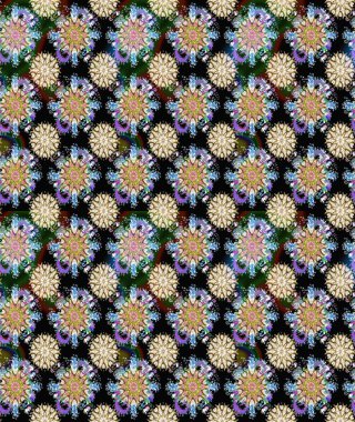 Çiçeklerle suluboya desenli çiçek deseni. Siyah ve nötr renklerde Asya tekstil tarzında. Raster illüstrasyonu.